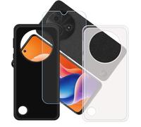 GYDQQKJ Funda para TCL 605 + Vidrio Protector de Pantalla Cristal Templado Film, 2-Pack Translúcido + Negro Suave TPU Silicona Cover Carcasa Caso Case para (6.67")