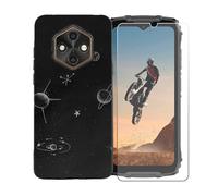 GYDQQKJ Funda para Ulefone Rugking 4 Pro + Protector de Pantalla Protectora Vidrio Cristal Film Templado, Negro Suave TPU Silicona Cover Carcasa Caso Case para (6.65") - BST14