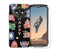 GYDQQKJ Funda para Ulefone RugKing 4 Pro + Protector de Pantalla Protectora Vidrio Cristal Film Templado, Negro Suave TPU Silicona Cover Carcasa Caso Case para (6.56") - LLM45