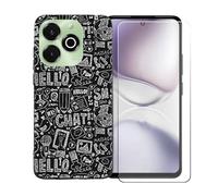 GYDQQKJ Funda para Umidigi Note 100x 5G + Protector de Pantalla Protectora Vidrio Cristal Film Templado, Negro Suave TPU Silicona Cover Carcasa Caso Case para (6.80") - LLM42