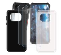 GYDQQKJ Funda para Unihertz 8849 Tank 4 Pro + 2 Piezas Vidrio Protector de Pantalla Cristal Templado Film, 2-Pack Translúcido + Negro Suave TPU Silicona Cover Carcasa Caso Case para (6.73")