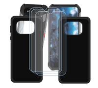 GYDQQKJ Funda para Unihertz 8849 Tank 4 Pro + 3 Piezas Vidrio Protector de Pantalla Cristal Templado Film, 2-Pack Negro Suave TPU Silicona Cover Carcasa Caso Case para (6.73")