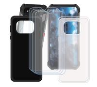 GYDQQKJ Funda para Unihertz 8849 Tank 4 Pro + 4 Piezas Vidrio Protector de Pantalla Cristal Templado Film, 2-Pack Translúcido + Negro Suave TPU Silicona Cover Carcasa Caso Case para (6.73")