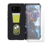 GYDQQKJ Funda para Unihertz 8849 Tank 4 Pro (6.73") + [2X Protector de Pantalla Protectora Vidrio Cristal Film Templado], Negro Suave Silicona Cover Carcasa Caso Case (Verde Anillo Soporte)