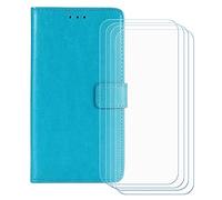 GYDQQKJ Funda para Unihertz 8849 Tank 4 Pro 6.73 Pulgadas, [4 Protector de Pantalla Vidrio Templado] + Leather Carcasa Tapa Bumper PU Caso Case Flip Cuero Wallet Cover Cielo Azul