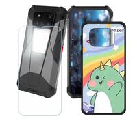 GYDQQKJ Funda para Unihertz 8849 Tank 4 Pro + Protector de Pantalla Protectora Vidrio Cristal Film Templado, Negro Suave TPU Silicona Cover Carcasa Caso Case para (6.73") - LH25