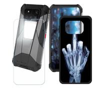 GYDQQKJ Funda para Unihertz 8849 Tank 4 Pro + Protector de Pantalla Protectora Vidrio Cristal Film Templado, Negro Suave TPU Silicona Cover Carcasa Caso Case para (6.73") - LH4