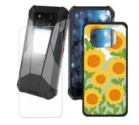 GYDQQKJ Funda para Unihertz 8849 Tank 4 Pro + Protector de Pantalla Protectora Vidrio Cristal Film Templado, Negro Suave TPU Silicona Cover Carcasa Caso Case para (6.73") - LH91