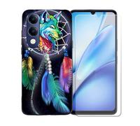GYDQQKJ Funda para Vivo Y19s GT 5G + Protector de Pantalla Protectora Vidrio Cristal Film Templado, Negro Suave TPU Silicona Cover Carcasa Caso Case para (6.74") - BST4