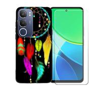 GYDQQKJ Funda para Vivo Y19s Pro 4G + Protector de Pantalla Protectora Vidrio Cristal Film Templado, Negro Suave TPU Silicona Cover Carcasa Caso Case para (6.68") - BST2