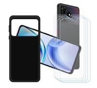 GYDQQKJ Funda para ZTE Blade A36 + 4 Piezas Vidrio Protector de Pantalla Cristal Templado Film, Negro Suave TPU Silicona Cover Carcasa Caso Case para (6.75")