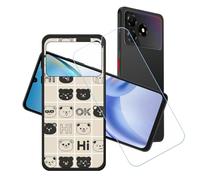 GYDQQKJ Funda para ZTE Blade A36 + Protector de Pantalla Protectora Vidrio Cristal Film Templado, Negro Suave TPU Silicona Cover Carcasa Caso Case para (6.75") - LH75