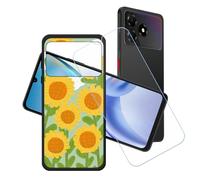 GYDQQKJ Funda para ZTE Blade A36 + Protector de Pantalla Protectora Vidrio Cristal Film Templado, Negro Suave TPU Silicona Cover Carcasa Caso Case para (6.75") - LH91