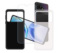 GYDQQKJ Funda para ZTE Blade A36 + Vidrio Protector de Pantalla Cristal Templado Film, 2-Pack Translúcido + Negro Suave TPU Silicona Cover Carcasa Caso Case para (6.75")