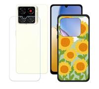 GYDQQKJ Funda para ZTE Blade A56 + Protector de Pantalla Protectora Vidrio Cristal Film Templado, Negro Suave TPU Silicona Cover Carcasa Caso Case para (6.75") - LH91