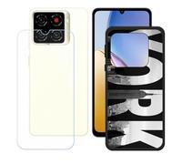 GYDQQKJ Funda para ZTE Blade A56 + Protector de Pantalla Protectora Vidrio Cristal Film Templado, Negro Suave TPU Silicona Cover Carcasa Caso Case para (6.75") - LH95