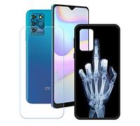 GYDQQKJ Funda para ZTE Blade V30 Vita + Protector de Pantalla Protectora Vidrio Cristal Film Templado, DQG Negro Suave TPU Silicona Cover Carcasa Caso Case para (6.82") - OP4