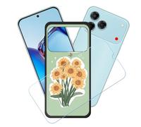 GYDQQKJ Funda para ZTE Blade V80 Design + Protector de Pantalla Protectora Vidrio Cristal Film Templado, Negro Suave TPU Silicona Cover Carcasa Caso Case para (6.75") - LH90