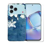 GYDQQKJ Funda para ZTE Blade V80 Pro + Protector de Pantalla Protectora Vidrio Cristal Film Templado, Negro Suave TPU Silicona Cover Carcasa Caso Case para (6.75") - LLM40