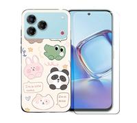 GYDQQKJ Funda para ZTE Blade V80 Pro + Protector de Pantalla Protectora Vidrio Cristal Film Templado, Negro Suave TPU Silicona Cover Carcasa Caso Case para (6.75") - LLM47