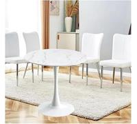 GYDUHYE Encimera de granito con base de metal, mesa de comedor redonda moderna de tulipán, adecuada para cocina y comedor, mesa auxiliar informal (tamaño: 70 cm, color: negro) (tamaño: 80 cm, color:
