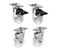 GYEQXKT 4pcs 62mm Transparent Polyurethane Swivel Wheels 360° Rotation Industrial Transport Casters 2 with Brakes & 2 Without Universal Mobility Solutions