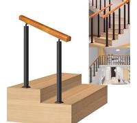 GYEQXKT Barandilla de Madera para escaleras, Kit Completo con Postes de Hierro Forjado de Metal de 30 cm a 140 cm, barandilla Negra para escaleras Interiores/Exteriores (Altura: 95 cm, Tamaño: 80).