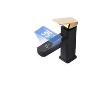 GYEQXKT Grifo de Cocina con Pantalla táctil LED, Mezclador Digital Negro con Agua fría y Caliente, Accesorio para Lavabo de baño no eléctrico - Accesorios Modernos para Cocina y baño