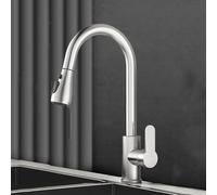 GYEQXKT Grifo de Cocina con rociador extraíble Giratorio de 360°, Mezclador de Agua fría y Caliente, 3 Modos de Flujo de Agua, Acabado Cepillado, Mezclador de Fregadero Moderno para el Hog