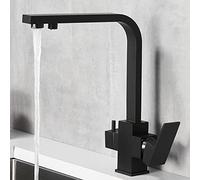 GYEQXKT Grifo de Cocina de 3 vías de latón Negro con Giro de 360° para Fregadero.