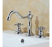 GYEQXKT Juego de grifería de baño de latón Antiguo, grifos mezcladores de 3 Piezas, grifos de Lavabo cromados y Negros, Kit de Ducha de Mano para baño, diseño Moderno y Elegante.