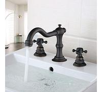 GYEQXKT Juego de Grifo de bañera de latón Antiguo, Mezclador de 3 Piezas con Acabado Cromado y Negro, Incluye Cabezal de Ducha de Mano, Elegantes grifos de Lavabo para una decoración Moder