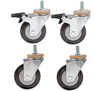 GYEQXKT Ruedas de Transporte industriales Resistentes, Paquete de 4, con vástago roscado M14/M16, de Goma, silenciosas, giratorias, Capacidad de 400 kg, con Freno para Comedor, vagón, mueb