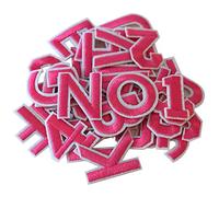 GYGYL 72 parches de letras y números para planchar, parches de letras rosas, parches bordados del alfabeto, A-Z, números 0-9, apliques para ropa, vestidos, sombreros, jeans, accesorios de bricolaje