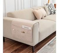 GYHH 1 Piezas Reposabrazos Sofá Cubre,Silla Protectores De Brazos Sofá Protector Antideslizantes Impermeables con 6 Bolsillos para Protector De Muebles (Beige,50 * 90cm)