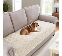 GYHH Funda de Cojín para Sofá 2/3/4 Plazas - Protector Antideslizante, Tela Transpirable y Suave - Universal con Correas de Ajuste - Protege Muebles de Mascotas, Niños y Desgaste (Marfil,90x185cm)