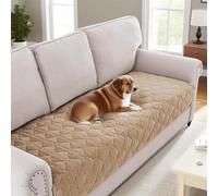 GYHH Funda de Cojín para Sofá 2/3/4 Plazas - Protector Antideslizante, Tela Transpirable y Suave - Universal con Correas de Ajuste - Protege Muebles de Mascotas, Niños y Desgaste (Caqui,90x208cm)