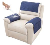 GYHH Funda para Reposabrazos De Sofá, Funda para Reposacabezas para Sillón Reclinable, Funda para Sillón, Protector De Muebles Acolchado Antideslizante (Navy,1 Seat Recliner | 3 pc)