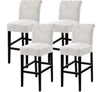 GYHH Fundas De Silla De Bar,Terciopelo Y Modernas,Extraíbles Y Lavables,Fundas De Licra para Sillas Altas 2/4 Piezas Fundas Protectoras para Sillas (Ivory,4)