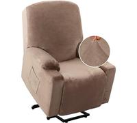 GYHH Terciopelo Funda De Sillón Relax Stretch Funda Sofá 1 Pieza con Bolsillo Protector De Sofá para Sillón Relax Eléctrico Levanta Personas (Taupe)