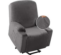 GYHH Terciopelo Funda De Sillón Relax Stretch Funda Sofá 1 Pieza con Bolsillo Protector De Sofá para Sillón Relax Eléctrico Levanta Personas (Gris)
