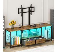 GYIIYUO Soporte de TV LED con soporte y toma de corriente y cajones de tela para TV de 32 a 80 pulgadas, centro de entretenimiento y mesa consola de TV industrial para sala de estar, dormitorio, 47