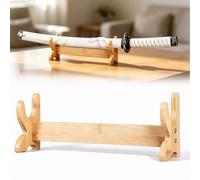 Gyiocill Soporte de Espada, Soporte para Espada Katana de Madera, Katana Holder, Decorativo para Espadas, Robusto y Duradero, Pantalla de Mesa Universal para Katana Sable de Luz y Flautas(30x7x11cm)
