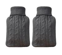 GYIOFAI 2 Piezas Botella de Agua Caliente Solamente, Tejido de Punto Funda para 2L/1.8L Botella de Agua Caliente, Solo Cubrir SIn Botella (Gris)