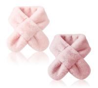 GYIOFAI 2 Piezas Bufanda Invierno Niños de Pelo Sintético, 75 * 10cm Bufanda Niña con Cuello Cruzado Suave Bufandas Cálida Bucle Bufandas Clásico Braga Cuello para Niño de 2 a 10 años (Rosa)
