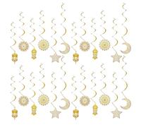 GYIOFAI 24 Piezas Decoraciones de Ramadán Mubarak Decoración de Fiesta Noches Árabes Remolinos Colgantes Eid Mubarak Decoración Techo Papel Aluminio