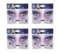 GYIOFAI 4 Piezas Pegatinas para Tatuajes Faciales, Face Are Sticker Pink Cat, Pegatinas Animales Cara Purpurina, Tatuajes Temporales para Carnaval,Festival de Música, Mardi Gras Mascaradas (Rosa)
