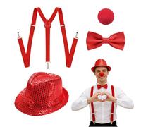 GYIOFAI 4 Piezas Rojo 1920s Gatsby Accesorios Hombre Fiestas de Disfraces Halloween Carnaval Ideal para Cosplay Carnaval Mascarada Disfraz de Gatsby con Sombrero Tirantes Pajarita