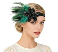 GYIOFAI Diadema Flapper de los Años 20 Mujer, Diadema Vintage con Plumas de los Años 20, Accesorios de Disfraz de Gran Gatsby para Rugir Fiesta de los Años 20 Carnaval Halloween (Verde)