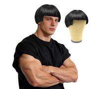 GYIOFAI Ibiza Final Boss Vestuario Peluca, Peluca Corte Tazón de los con marcha de los 60 90, Pelucas de Chico de Banda Punk Rock Disco, Funny Bowl Cut Wig, para Halloween de Cosplay Fiesta (Negro)